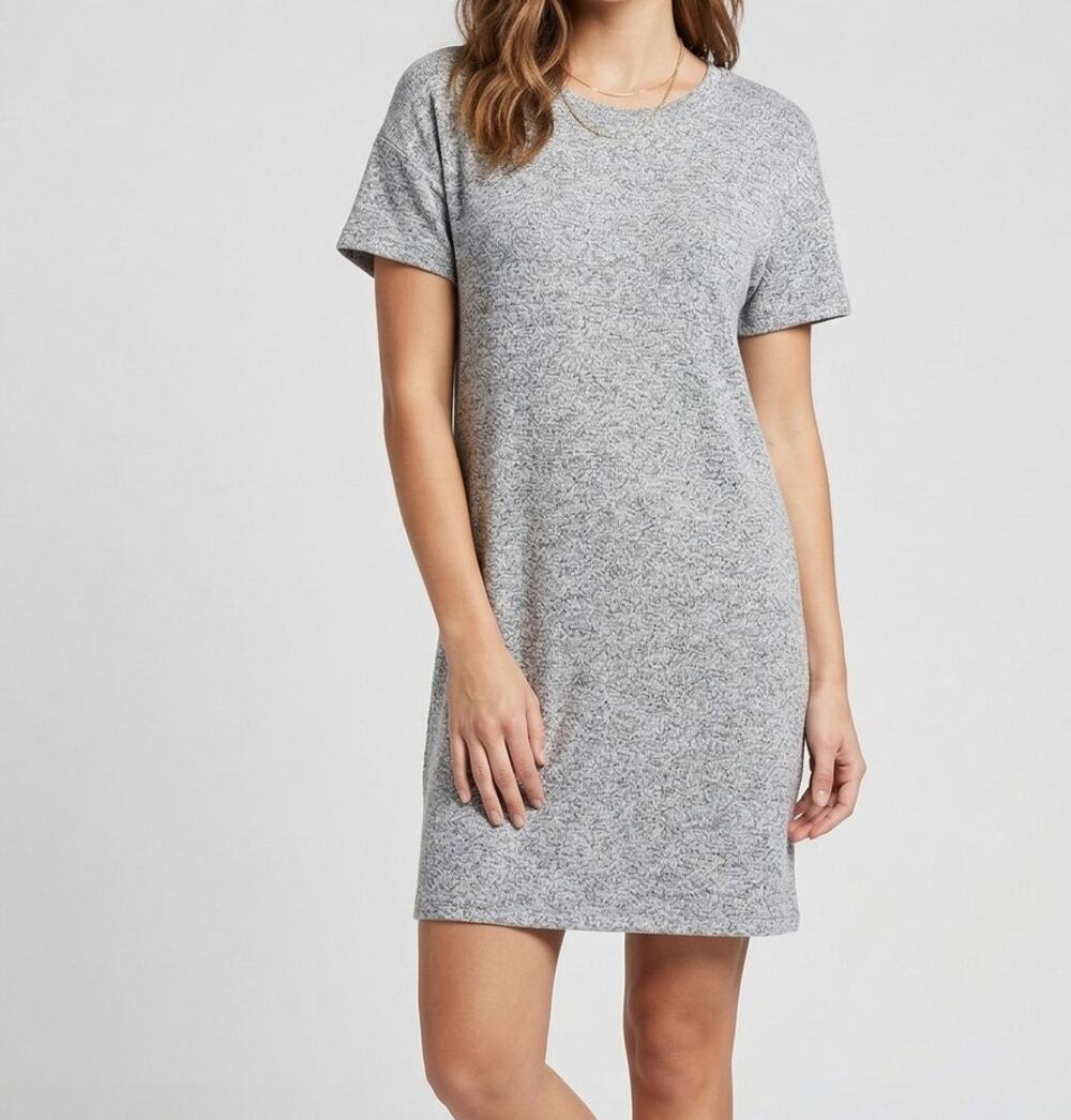 Lucky Brand Small Gray Dress Short Sleeve Viscose Polyester Spandex Blend